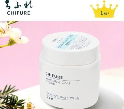 Promotional image for Chifure Washable Cold Cream jar with text indicating it is a top-selling product in Japan.