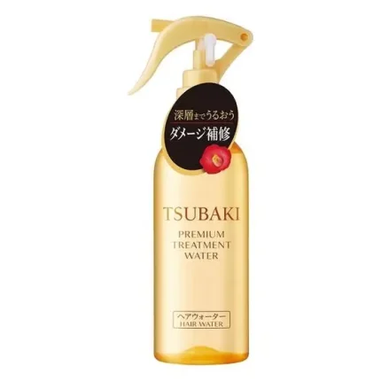 TSUBAKI Premium Repair Hair Water in a Golden Bottle with sticker.