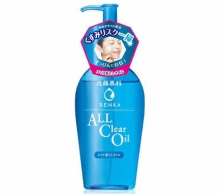 A tube of Senka Facial Cleansing All Clear Oil with a sticker.