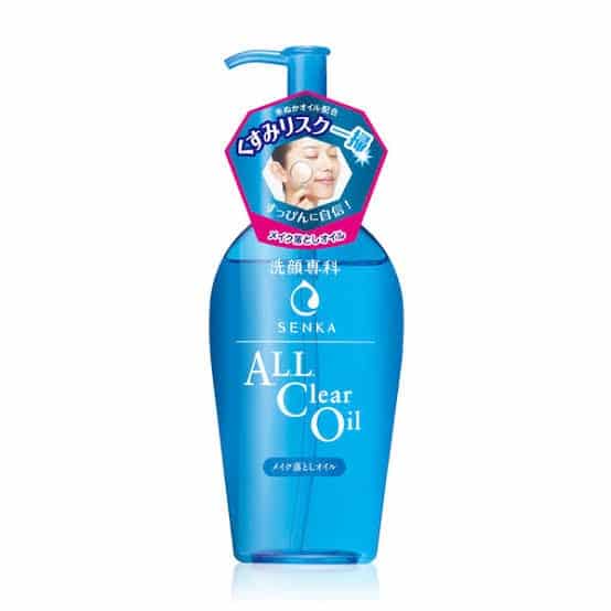 A tube of Senka Facial Cleansing All Clear Oil with a sticker.