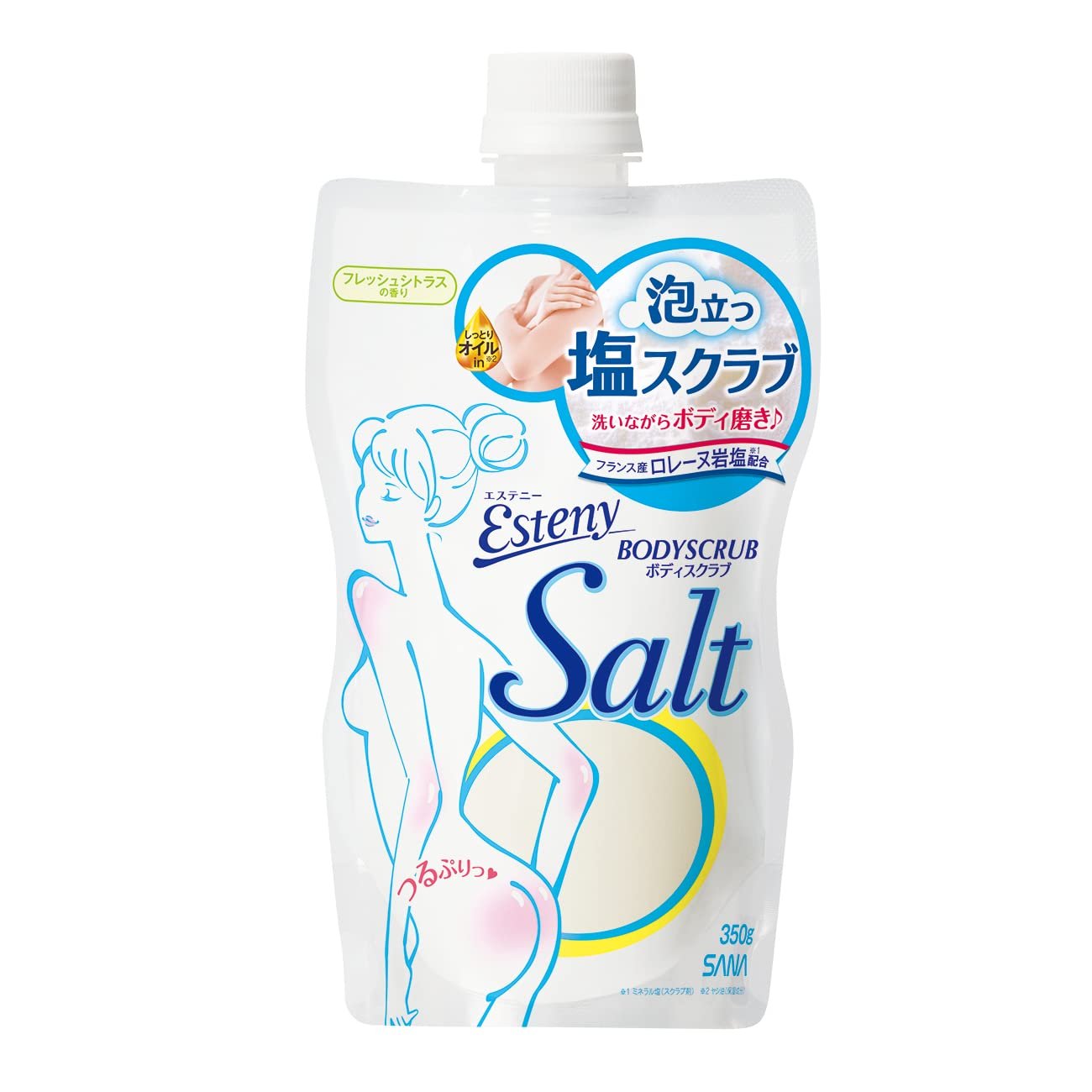 Sana Esthetic Salty Scrub, Foaming Salt Scrub, Body Scrub, Lorraine Salt Blend, 12.8 oz (350 g)