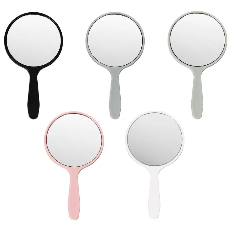 Daiso Round Hand Mirror White Pink Black Portable