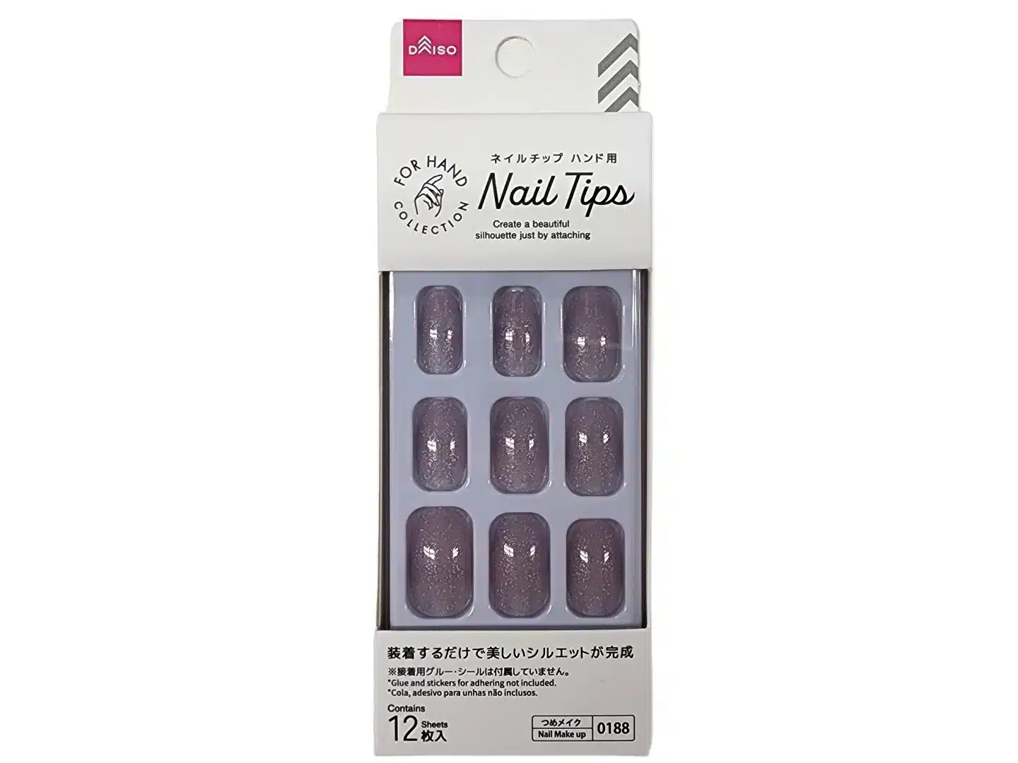 Daiso Nail tips (hand, shiny glitter purple)