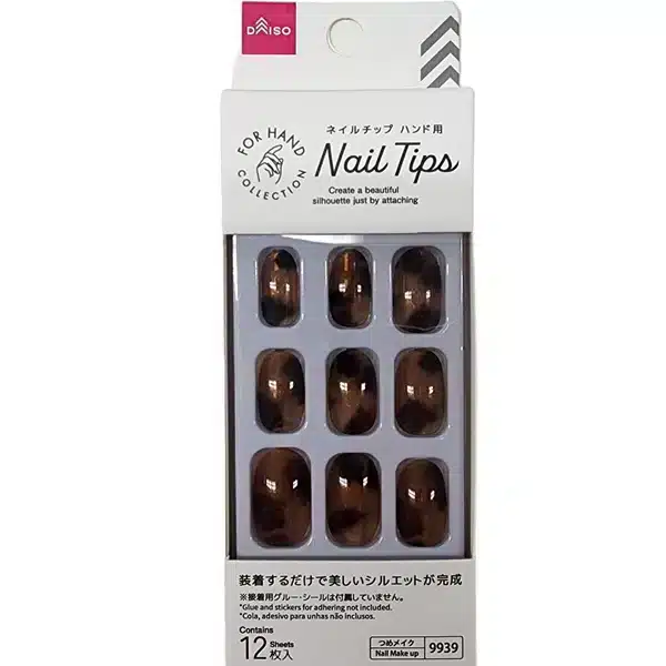 Daiso Nail tips (hand, tortoiseshell brown)