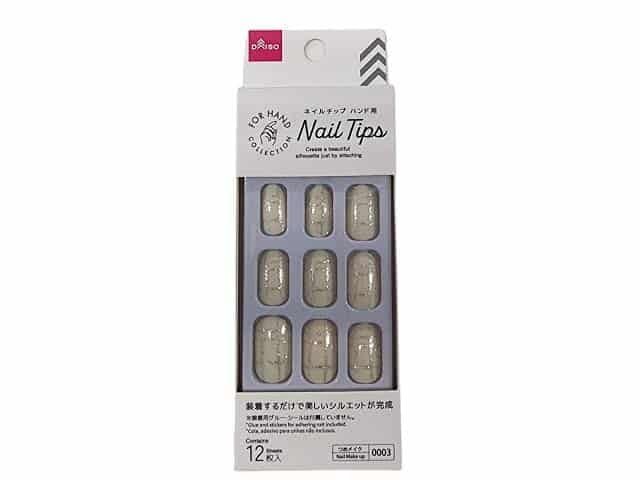 Daiso Nail tips (hand, silver check white)