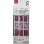 Daiso Nail tips (hand, milky base nuance & pink)