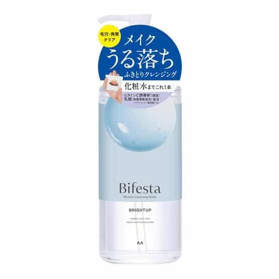 Bifesta Micellar Cleansing Water Bright-up Wiping Type Pores & Exfoliating Clear Lotion Oil Free Unscented Blue 13.5 fl oz (400 ml)